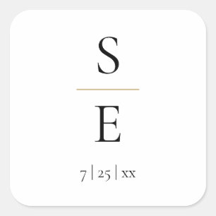 Einfaches Elegantes Monogramm Goldene Hochzeit Quadratischer Aufkleber