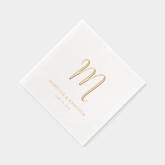 Einfaches, elegantes Monogramm-HochzeitGold Servietten Mit Folie (Rechts)