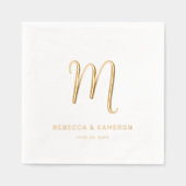 Einfaches, elegantes Monogramm-HochzeitGold Servietten Mit Folie (Vorderseite)