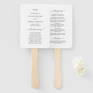 Einfaches, elegantes Monogramm-Hochzeitsprogramm Fächer