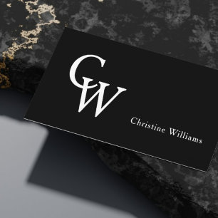Einfaches Elegantes Monogramm Professionelles Schw Visitenkarte