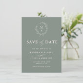 Einfaches, elegantes Monogramm Save the Date in De (Stehend Vorderseite)
