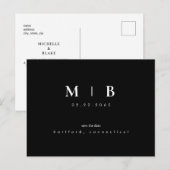 Einfaches Elegantes Monogramm Schwarz Save-the-Dat Postkarte (Vorne/Hinten)