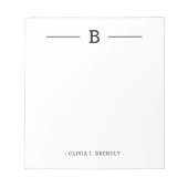 Einfaches, elegantes Monogramm-Schwarz-weißes Note Notizblock (Vorderseite)