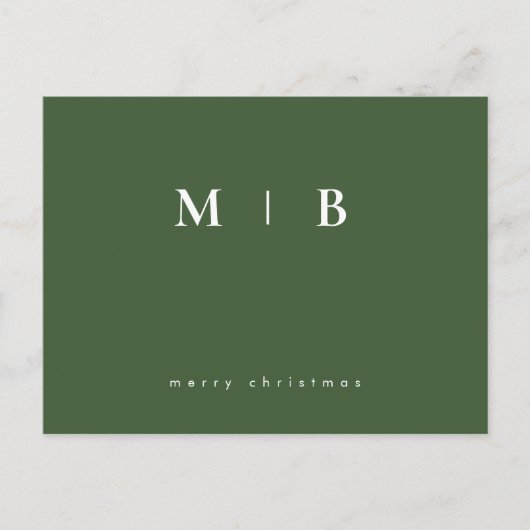 Einfaches elegantes Monogramm-Weihnachten Postkarte (Vorderseite)