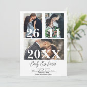 Einfaches, elegantes Multi-Foto-Hochzeit speichern Save The Date (Stehend Vorderseite)