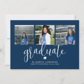 Einfaches elegantes Navy Blue Graduate Abschluss F Einladung (Vorderseite)