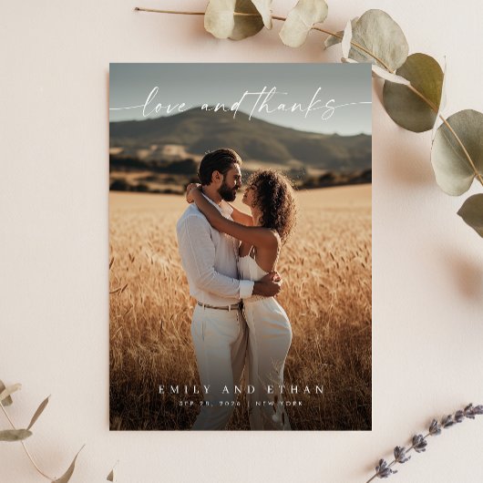 Einfaches elegantes, neu verheiratetes Foto Dankes Dankeskarte