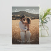 Einfaches elegantes, neu verheiratetes Foto Dankes Dankeskarte (Stehend Vorderseite)