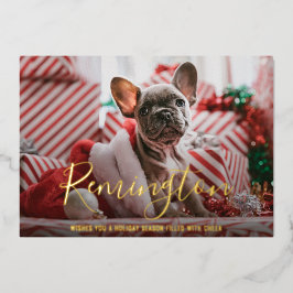 Einfaches elegantes Niedliches Foto Weihnachten Folien Feiertagskarte