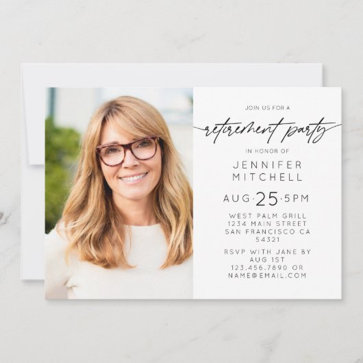 Einfaches elegantes Party-Foto Horizontal Einladung (Vorderseite)