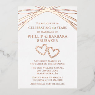 Einfaches elegantes Party zum 40. Hochzeitstag Folieneinladung