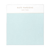 Einfaches elegantes Pastel Blue Leather Border Not Notizblock (Vorderseite)