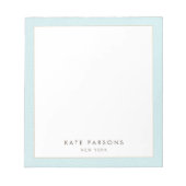 Einfaches elegantes Pastel Blue Leather Border Not Notizblock (Vorderseite)