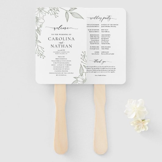 Einfaches elegantes Programm für grüne Hochzeiten  Fächer (Vorne und Hinten)