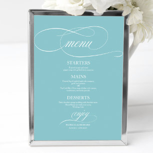 Einfaches Elegantes Purist Blau Hochzeitsmenü Schi Poster