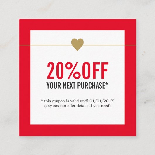 Einfaches elegantes Red White Beauty Salon Coupon (Vorderseite)