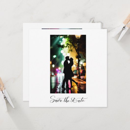 Einfaches elegantes Romantisches Foto Einladung (Vorderseite/Rückseite Beispiel)