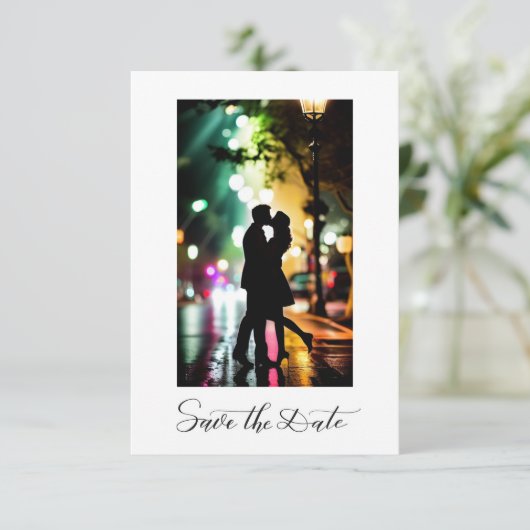 Einfaches elegantes Romantisches Foto Save The Date (Stehend Vorderseite)