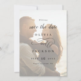 Einfaches elegantes, romantisches Skript-Foto Save Save The Date