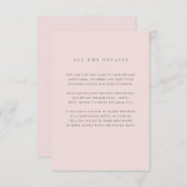 Einfaches elegantes Rosa | Angaben zum Hochzeitgas Begleitkarte (Vorne/Hinten)