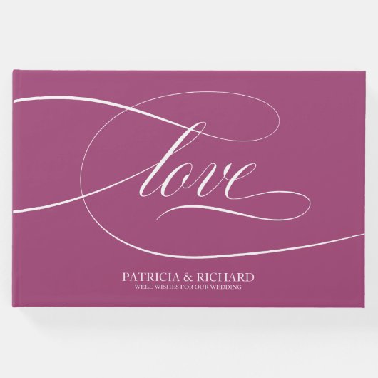 Einfaches elegantes Rosa Cassis Wedding Gästebuch (Vorderseite)