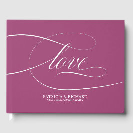Einfaches elegantes Rosa Cassis Wedding Gästebuch