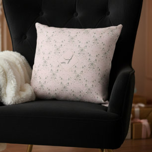 Einfaches, elegantes, rosa Glitzer-Muster Monogram Kissen