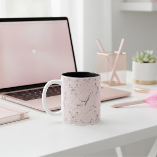 Einfaches, elegantes, rosa Glitzer-Muster Monogram Zweifarbige Tasse