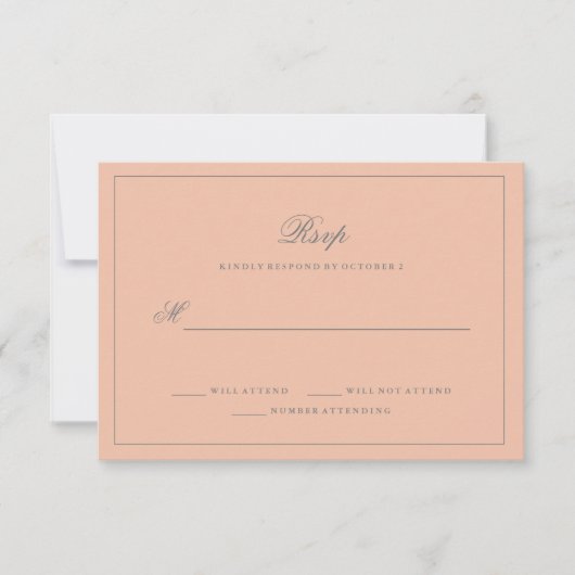 Einfaches elegantes Rosa-Hochzeit-RSVP RSVP Karte (Vorderseite)