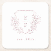 Einfaches elegantes rosa Kirschblossom Monogramm-W Rechteckiger Pappuntersetzer (Vorderseite)