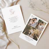 Einfaches elegantes, rosa Monogramm-Foto Hochzeit Dankeskarte