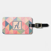 Einfaches elegantes rosa Monogramm Gepäckanhänger (Vorderseite horizontal)