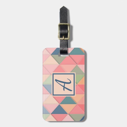 Einfaches elegantes rosa Monogramm Gepäckanhänger (Vorderseite vertikal)