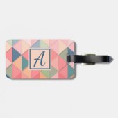 Einfaches elegantes rosa Monogramm Gepäckanhänger (Rückseite horizontal)
