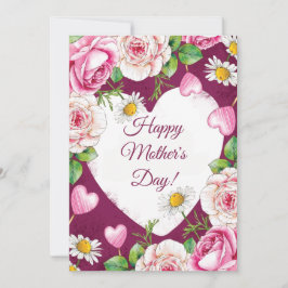 Einfaches Elegantes Rosa Natur Muttertags-Design Feiertagskarte