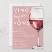 Einfaches elegantes Rosa Vino vor Vows Brautparty Einladung (Vorderseite)