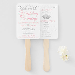 Einfaches elegantes Rosa White & Gray Wedding Prog Fächer