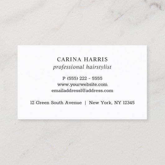 Einfaches elegantes Rosen-Goldfolien-Haar Visitenkarte (Rückseite)