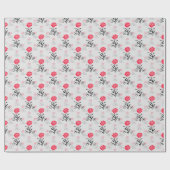 Einfaches elegantes rotes Blume-Muster Geschenkpapier (Flach)