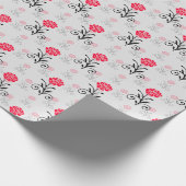 Einfaches elegantes rotes Blume-Muster Geschenkpapier (Ecke)