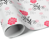 Einfaches elegantes rotes Blume-Muster Geschenkpapier (Rolleneckpunkt)
