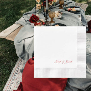 Einfaches, elegantes rotes Script mit Cocktail für Serviette