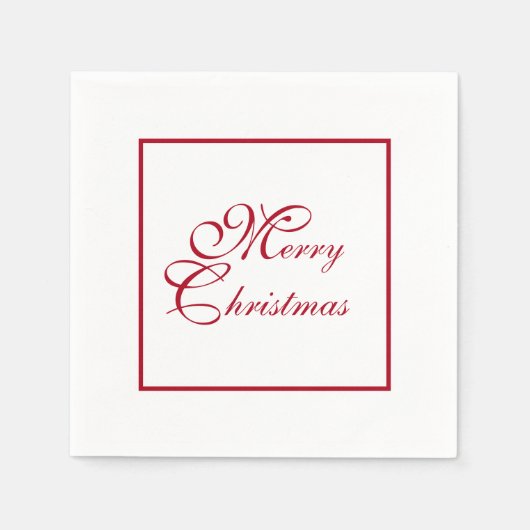 Einfaches elegantes, rotes Script Weißes Weihnacht Serviette (Vorderseite)