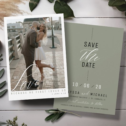 Einfaches elegantes Sage Green Foto Christliche Ho Save The Date