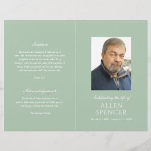 Einfaches elegantes Sage Green Modernes Beerdigung