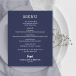 Einfaches elegantes Sapphire Blue Wedding Menü<br><div class="desc">Diese kleinen Saphir blauen Dinner-Karten sind ein preiswertes Papier mit einem Gewicht von 80 lb. und bieten eine Auswahl an Speisen in elegantem weißem Schriftzeichen. Ideal für einen modernen Hochzeitsempfang, ein Hochzeitsdinner, ein Jubiläum-Party oder eine besondere Veranstaltung mit einem Sit-down-Dinner. *Maßnahmen 4, 5" x 5, 6" (oder wählen Sie aus...</div>