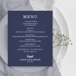 Einfaches elegantes Sapphire Blue Wedding Menü