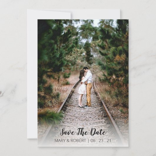 Einfaches elegantes, Save the Date Foto mit Fade V Einladung (Vorderseite)