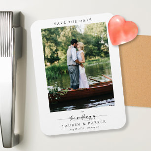 Einfaches Elegantes Save the Date Skript Hochzeits Magnet